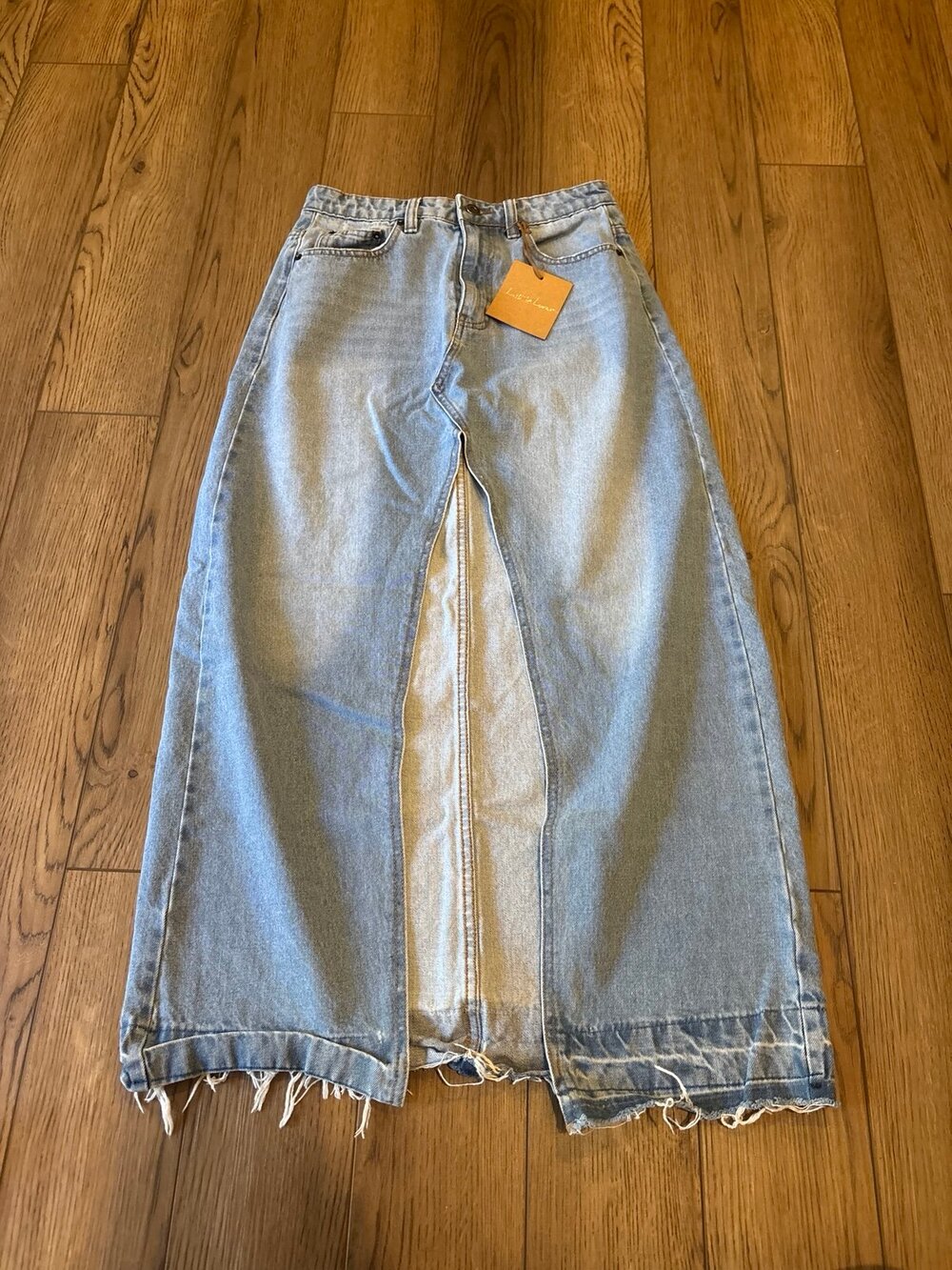 Anthropologie Lost in lunar denim maxi skirt